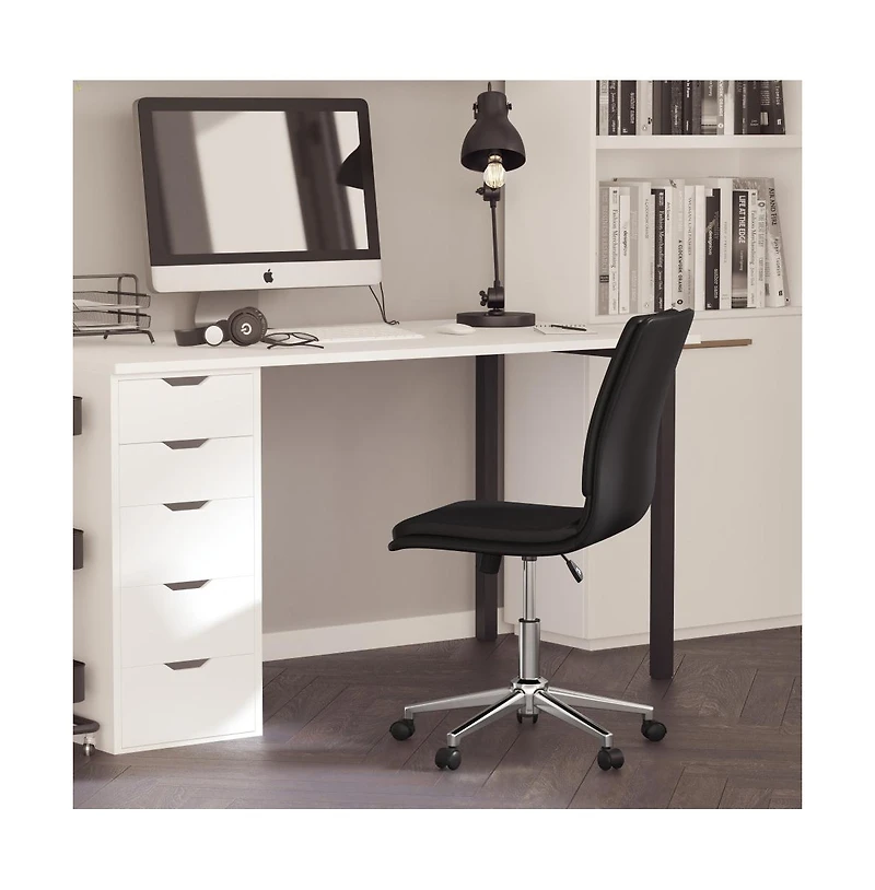 Merrick Lane Artemis Mid-Back Armless Home Office Chair With Height Adjustable Swivel Seat And Five Star Chrome Base