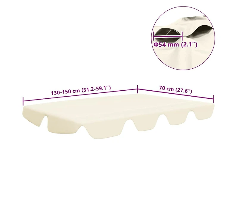 vidaXL Replacement Canopy for Garden Swing Cream 59.1"/51.2"x41.3"/27.6"