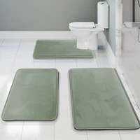 3 Piece Ultra Soft Non-Slip Plush Memory Foam Bath Rug Set - Small, Large & Contour Tiled Design