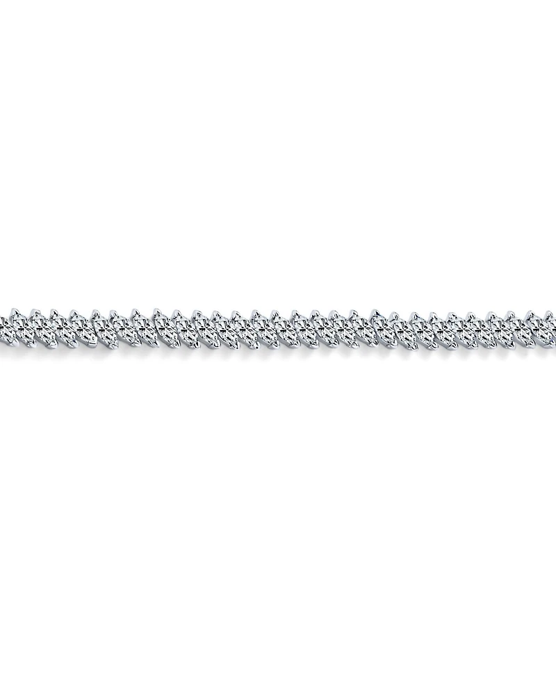 Bling Jewelry Cubic Zirconia Marquise Shape Cz 25 Ctw Alternating Black White Clear Blue Tennis Bracelet 7.5 Inch