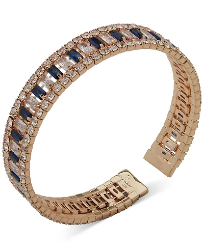 Anne Klein Gold-Tone Blue Baguette Stone Cuff Bracelet