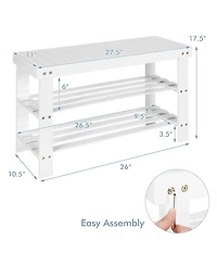 Bamboo Shoe Rack Bench 3-Tier Storage Shelf Holder Home Entryway Hallway