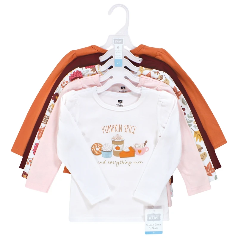 Hudson Baby Toddler Girls Long Sleeve T-Shirts, Fall Botanical