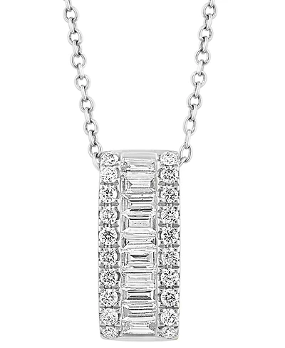 Effy Diamond Baguette & Round Vertical Bar 18" Pendant Necklace (1/2 ct. t.w.) 14k Gold (Also available White Gold)