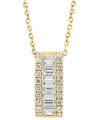 Effy Diamond Baguette & Round Vertical Bar 18" Pendant Necklace (1/2 ct. t.w.) 14k Gold (Also available White Gold)