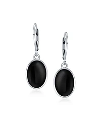 Bling Jewelry Boho Western Style Natural Stone Oval Lever Back Drop Dangle Earrings .925 Sterling Silver