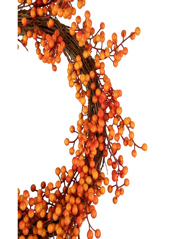 18" Red and Orange Berries Artificial Fall Harvest Twig Wreath 18" Unlit