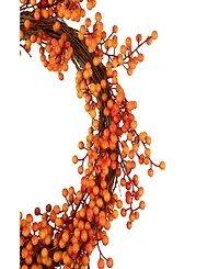 18" Red and Orange Berries Artificial Fall Harvest Twig Wreath 18" Unlit