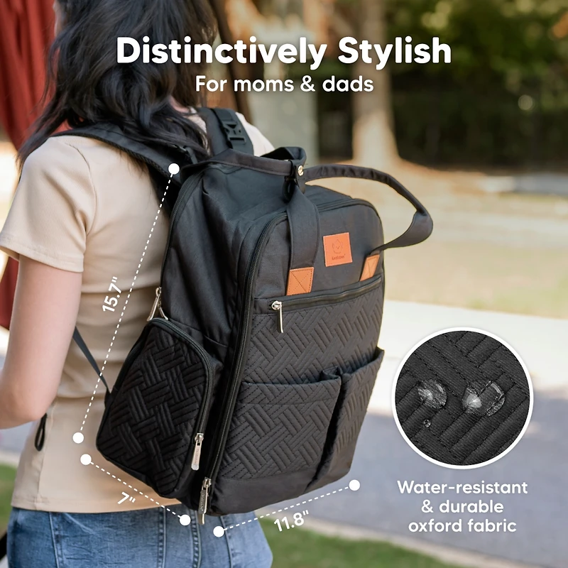 KeaBabies Bree Diaper Bag Backpack, Waterproof Baby Diaper Bags with Changing Pad, Girl, Boy, 2 Kids Travel Essentials