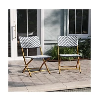 Ciel Set Of Two Folding Bistro Chairs In Pe Rattan With Metal Frames For Indoor And Outdoor Use
