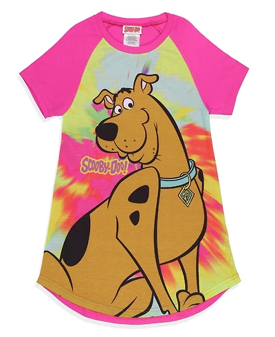 Scooby-Doo Girls Nightgown Tie-Dye Classic Character Short-Sleeve Raglan Pajama