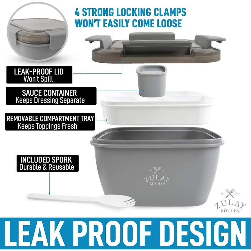 Leak Proof Salad Dressing Container To Go With Smart Lock Design