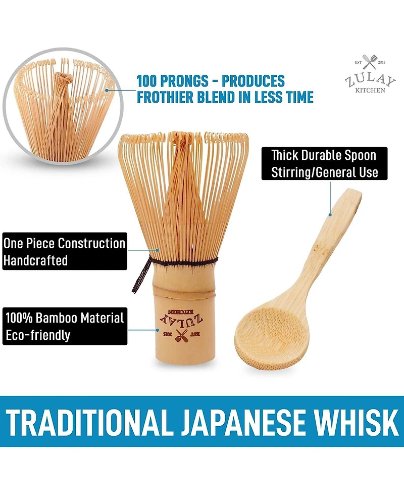 Zulay Kitchen Traditional Matcha Whisk & Spoon