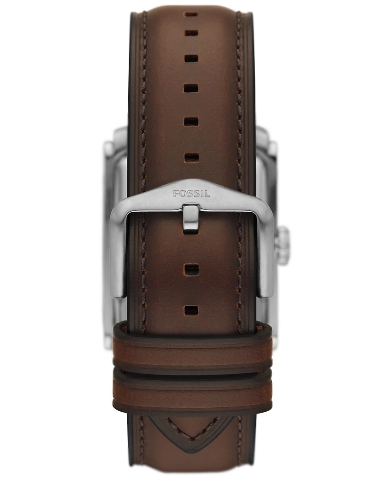 Fossil Men's Carraway Three-Hand Brown Leather Watch, 30mm