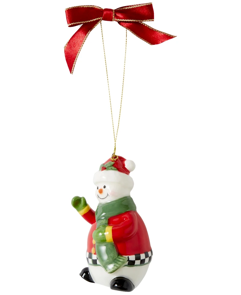 Spode Christmas Tree Black and White SnowWoman Ornament