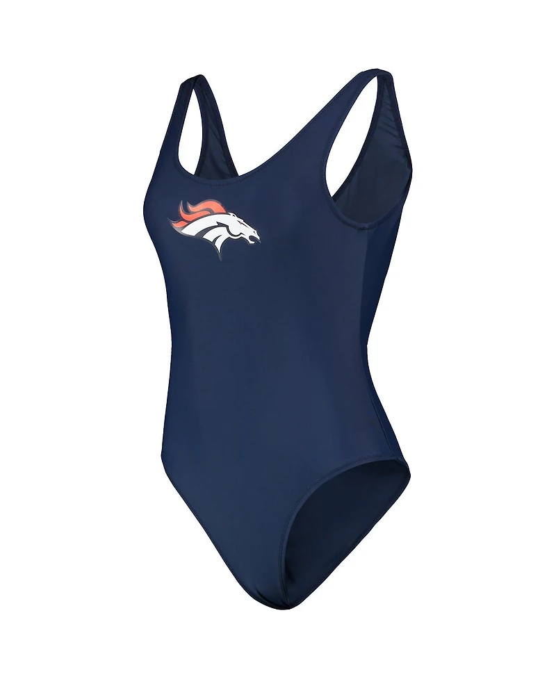 Women's G-iii 4Her by Carl Banks Navy Denver Broncos Making Waves One-Piece Swimsuit