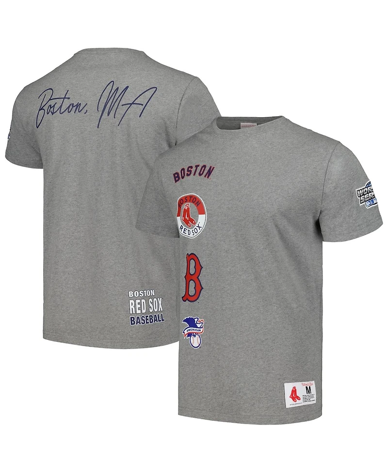 Men's Mitchell & Ness Heather Gray Boston Red Sox Cooperstown Collection City Collection T-shirt
