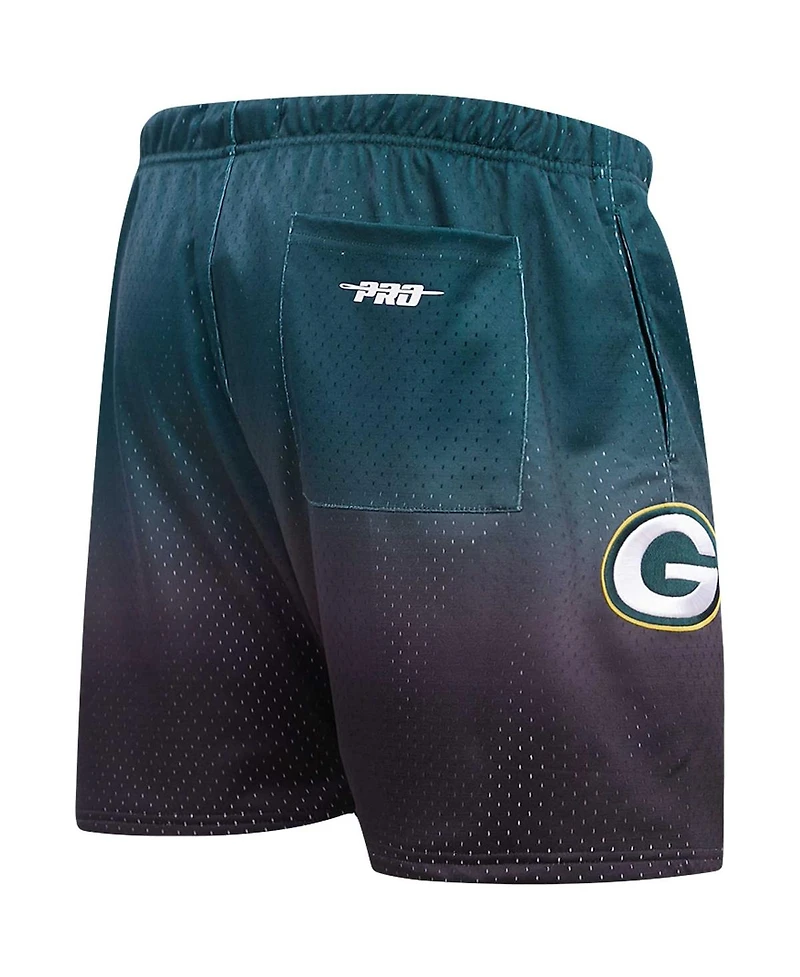 Men's Pro Standard Black, Green Bay Packers Ombre Mesh Shorts