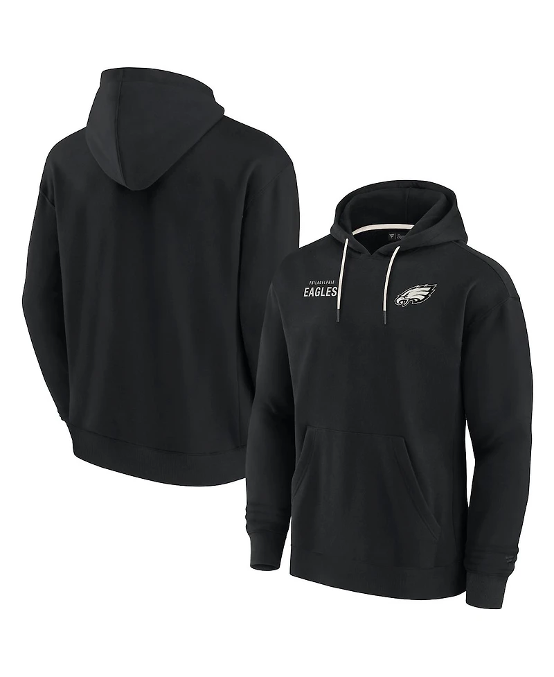 Men's and Women's Fanatics Signature Black Philadelphia Eagles Super Soft Fleece Pullover Hoodie