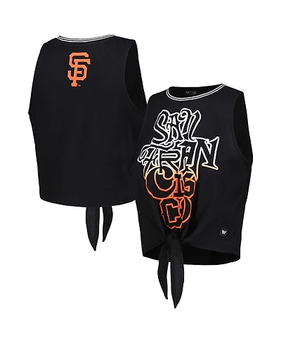 Women's The Wild Collective Black San Francisco Giants Twisted Tie Front Tank Top
