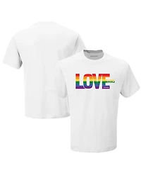 Men's Checkered Flag Sports White Nascar Love Wins T-shirt