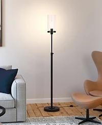 Hudson & Canal Frieda 66" Glass Shade Tall Floor Lamp