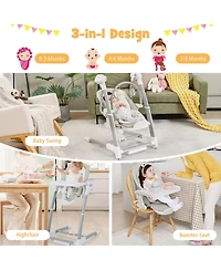 Costway Baby 3-in-1 Swing & High Chair with 8 Adjustable Heights Music Box