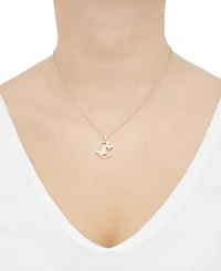 Diamond Butterfly Open Circle Pendant Necklace (1/10 ct. t.w.) in 14k Gold-Plated Sterling Silver, 16" + 2" extender