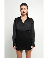 endless rose Women's Silky Button up Top