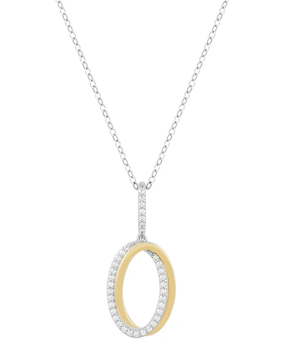 Diamond Interlocking Oval Pendant Necklace (1/4 ct. t.w.) in Sterling Silver & 14k Gold-Plate, 16" + 4" extender