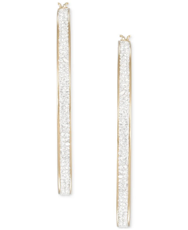 Crystal Pave Click Top Medium Hoop Earrings, 2"