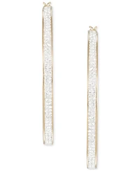 Crystal Pave Click Top Medium Hoop Earrings, 2"
