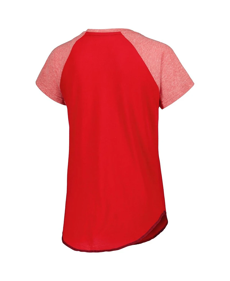 Women's Starter Red Washington Capitals Grand Slam Raglan Notch Neck T-shirt
