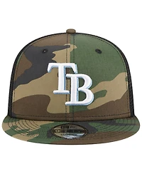 Men's New Era Camo Tampa Bay Rays Woodland Camo Trucker 9FIFTY Snapback Hat