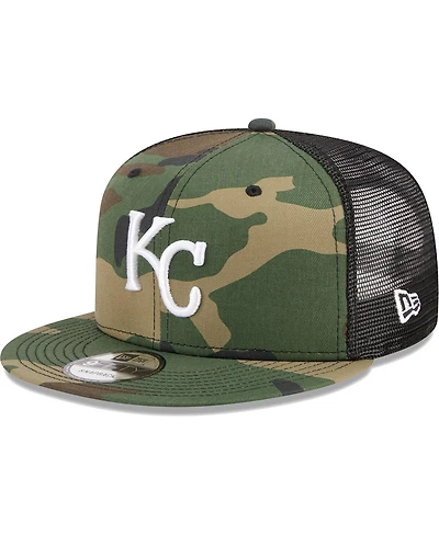 Men's New Era Camo Kansas City Royals Woodland Camo Trucker 9FIFTY Snapback Hat