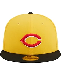 Men's New Era Yellow, Black Cincinnati Reds Grilled 59FIFTY Fitted Hat