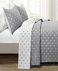 Lush Decor Hygge Kantha Pick Stitch Yarn Dyed Cotton Jacquard 3-Piece Quilt Set, King