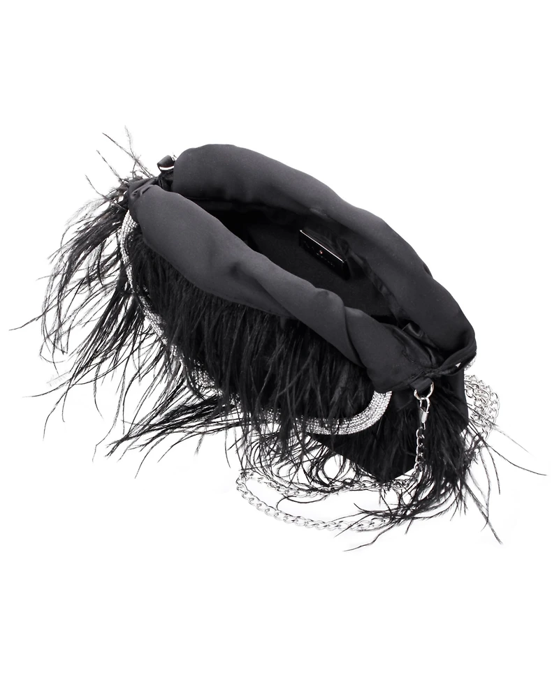 Nina Crystal Handle Feather Pouch
