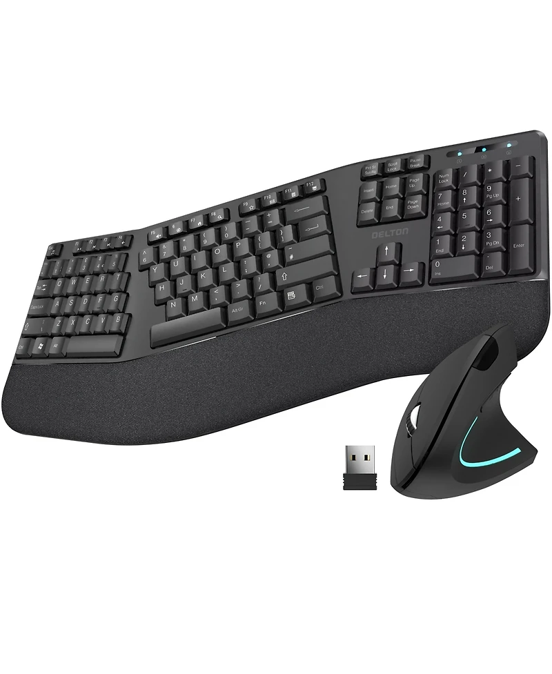 Delton S12 Wireless Ergonomic Keyboard & Optical Vertical Mouse Set (DKMKITERG12-wb)