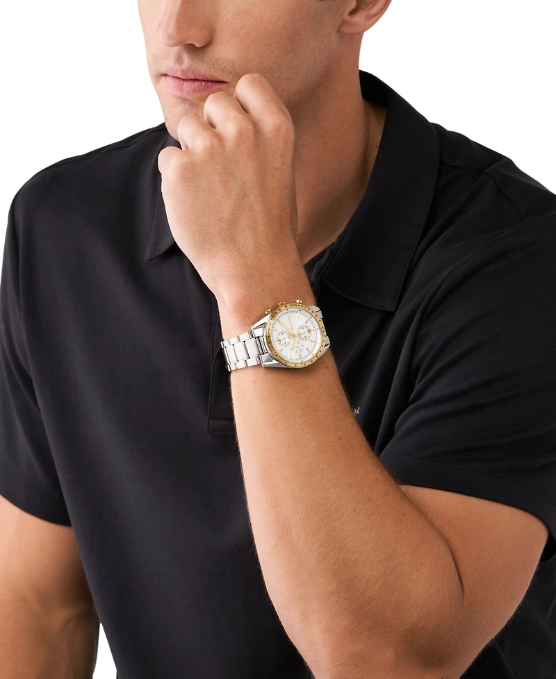 Michael Kors Men's Warren Quartz Chronograph Silver-Tone Stainless Steel Watch 42mm