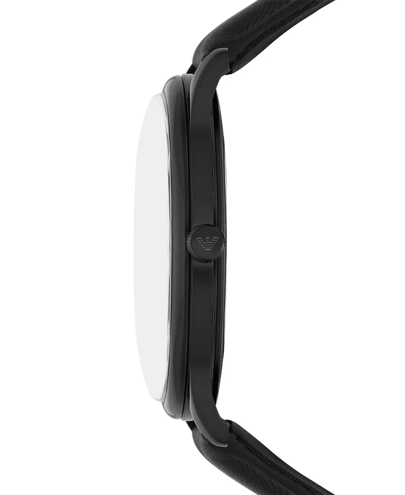 Emporio Armani Men's Black Leather Strap Watch 42mm