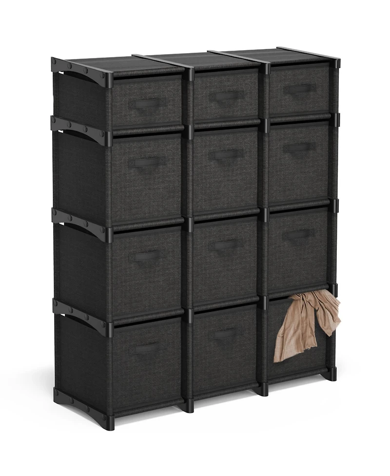 Heavy Duty 12 Cube Storage Organizer with Fabric Storage Bins