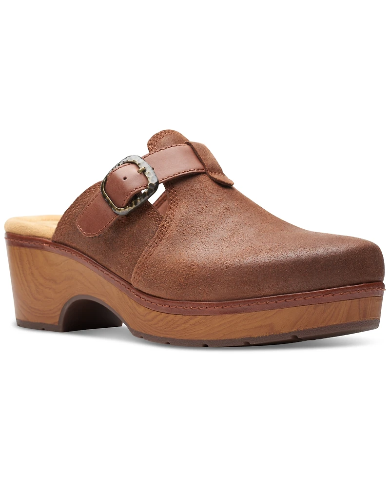 Clarks Women's Paizlee Nora Slip-On Buckled Platform Clogs