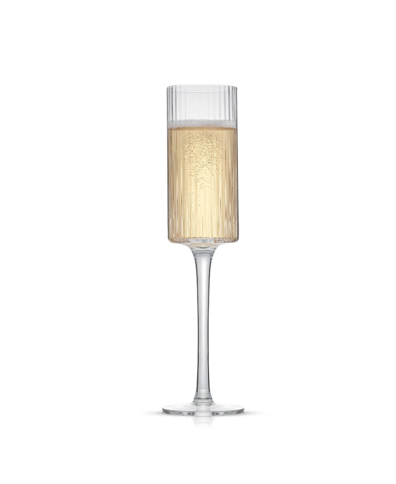 JoyJolt Elle Ribbed Stemmed Champagne Glass 2 Piece Set