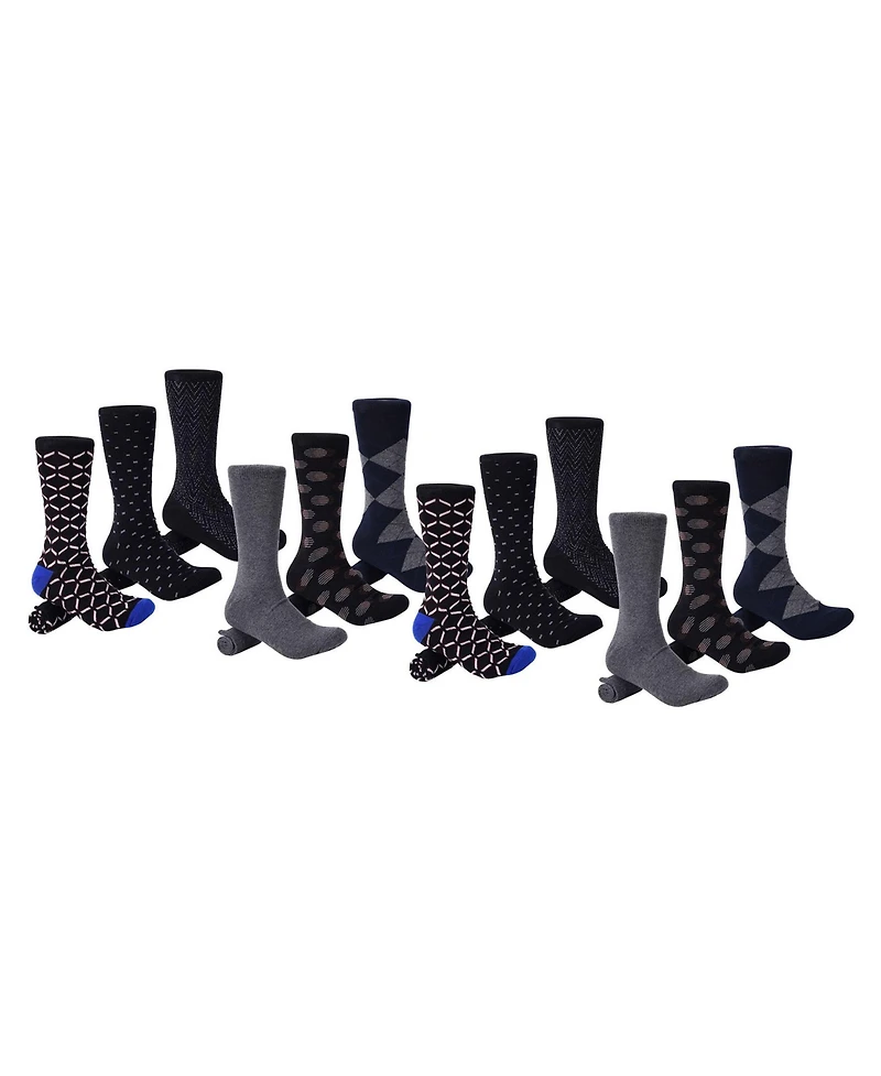 Men's Midnight Gleam Dress Crew Socks 12 Pack