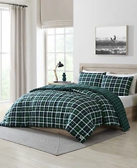 Closeout! Nautica North Sail Plaid Brushed Microfiber 3 Piece Comforter Set