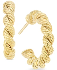 Textured Braided Small Hoop Earrings in 10k Gold, 3/4"