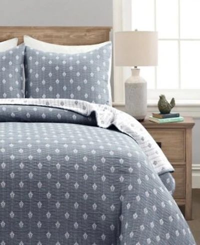 Lush Decor Hygge Kantha Pick Stitch Yarn Dyed Cotton Jacquard 3 Piece Quilt Set Collection