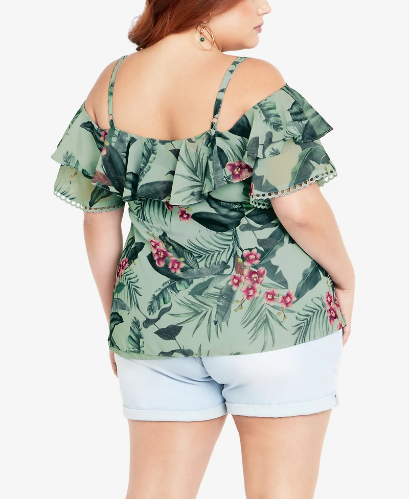 City Chic Plus Phoebe Print Top