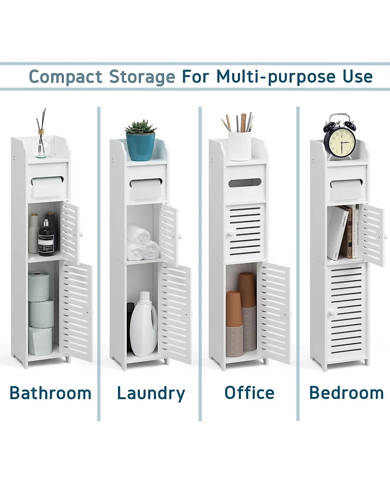 Nestl Narrow Bathroom Storage Cabinet & Organizer with 2 Doors & 3 Shelves